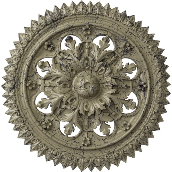 Ekena Millwork York Ceiling Medallion (Fits Canopies up to 3 5/8"), 21 5/8"OD x 2 1/2"P, Castle Stone Crackle CM21YOCSC - main
